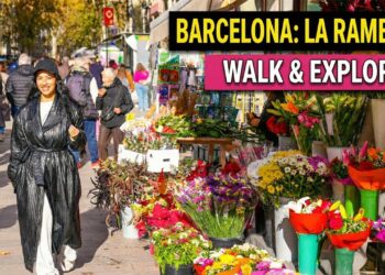 Wycieczka piesza La Rambla 4K Spacer po ulicach Barcelony